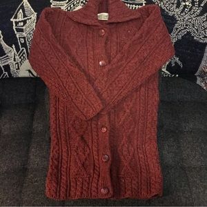 Elegant Maroon Cable Knit Cardigan